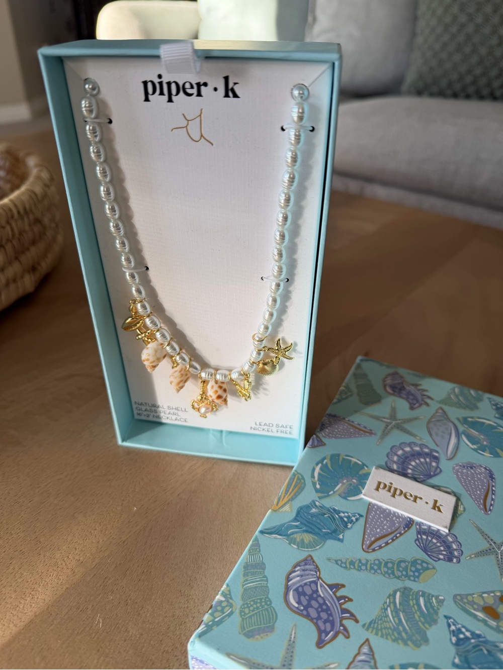 Piper·k Pearl Shell Charm Necklace in White and Gold - Picture 4 of 13